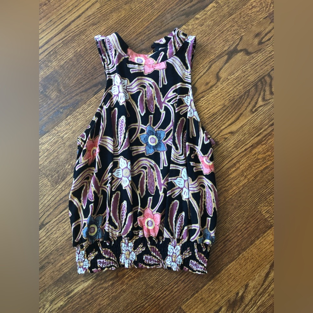 Christian Siriano Black Floral Sleeveless Blouse- Size Small